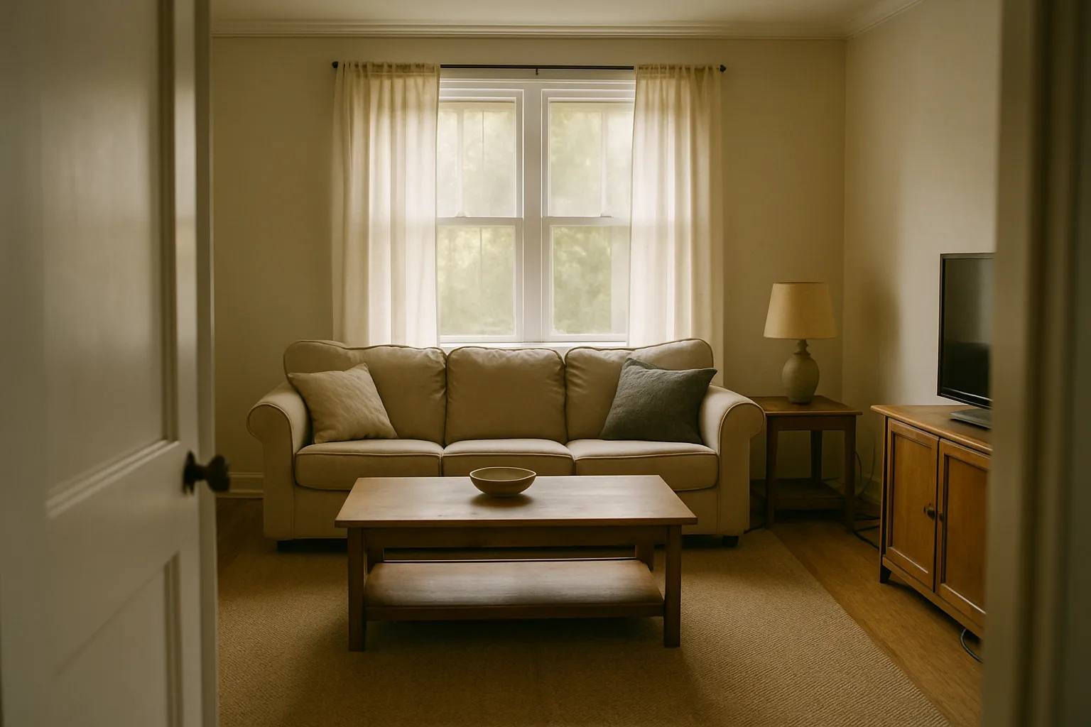 A two-bedroom flat shot in daylight for its listing