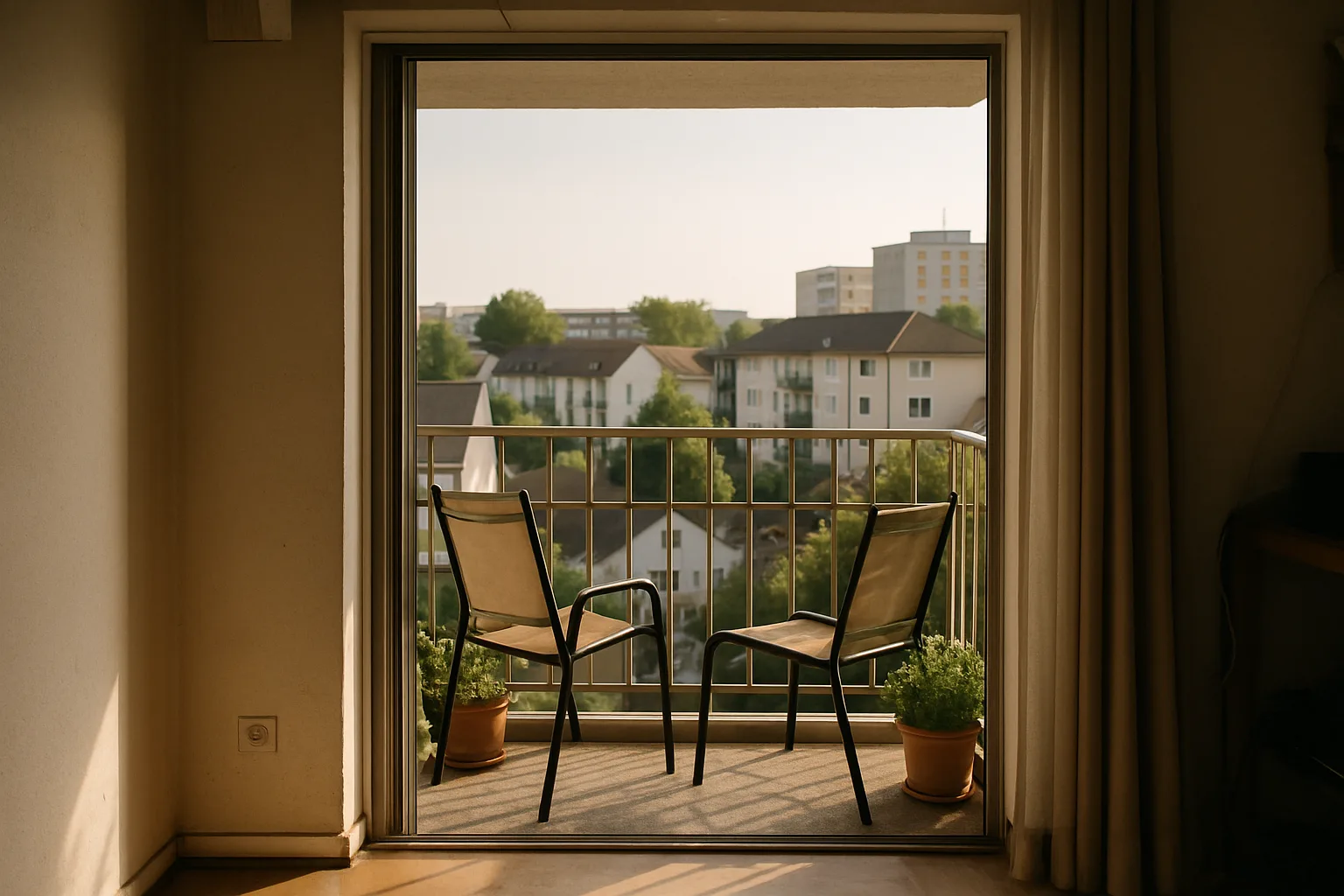 The view from a listed top-floor balcony